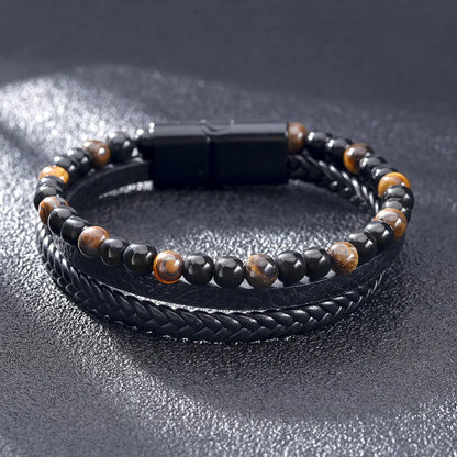 Auraft Engraved Tiger Eye Son Bracelet