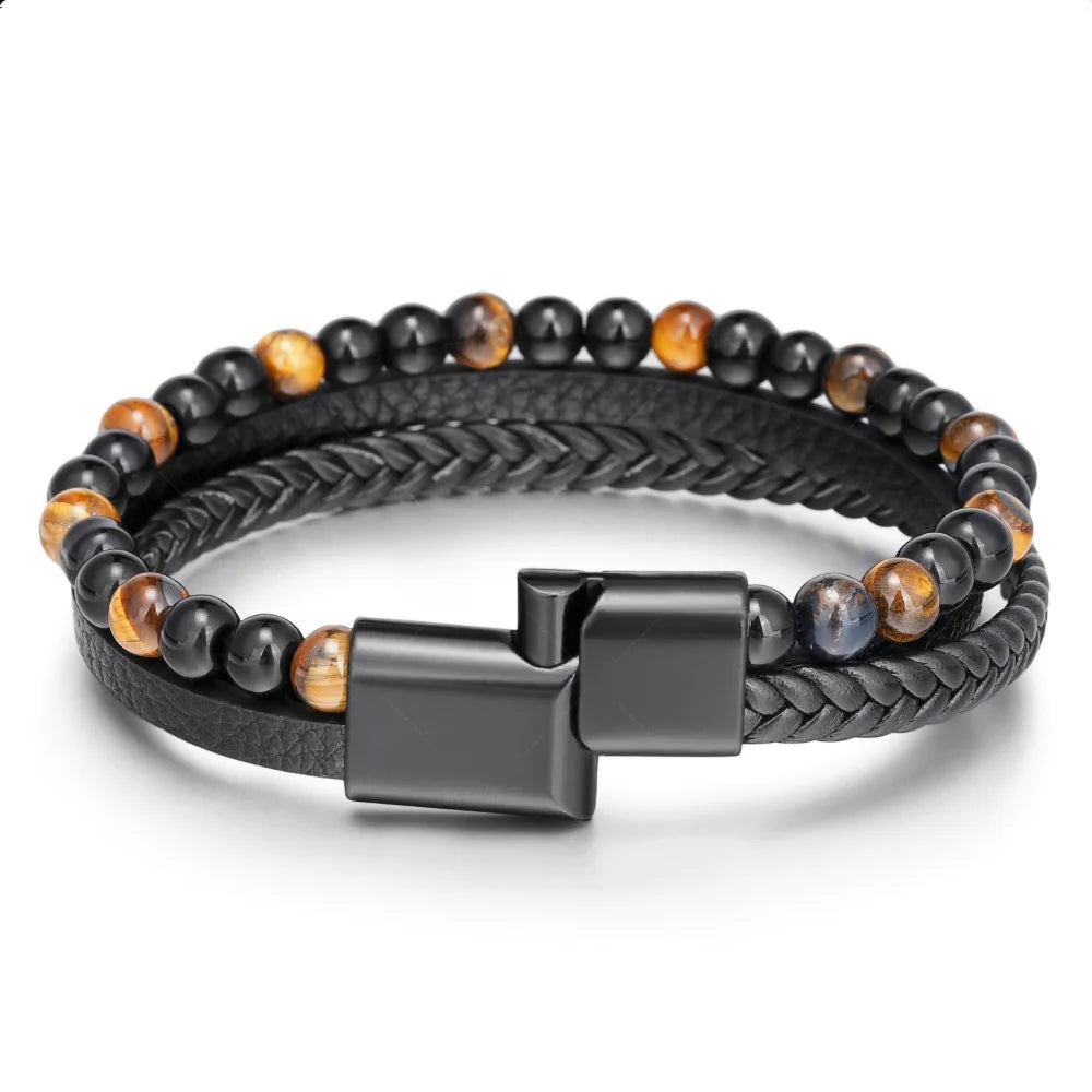 Auraft Engraved Tiger Eye Son Bracelet