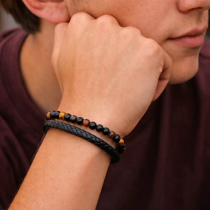 Auraft Engraved Tiger Eye Son Bracelet