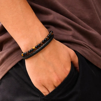 Auraft Engraved Tiger Eye Son Bracelet