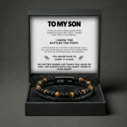 Auraft Engraved Tiger Eye Son Bracelet